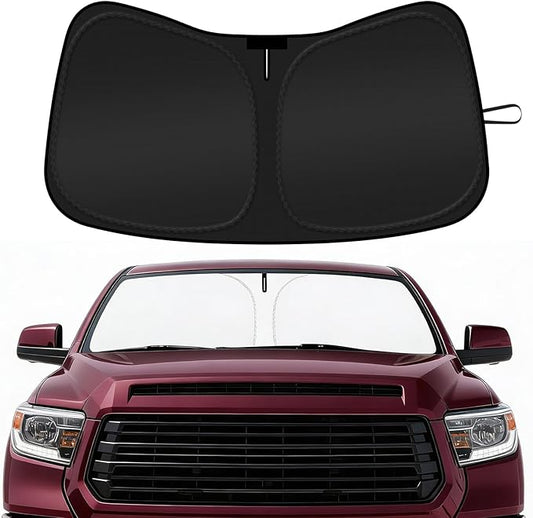 Car Windshield Sun Shade Compatible with 2007-2021 Toyota Tundra Accessories Foldable Front Window Sunshade Custom for Tundra Limited SR5 Platinum TRD Pro Pickup Windshield Cover Sun Visor