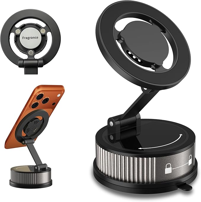 Magnetic Car Phone Holder for MagSafe, 2-in-1 Phone Mount with Fragrance Diffuser, 360° Rotatable Universal Phone Stand for Dashboard Windshield, for iPhone 17-12 Pro Max Plus & More