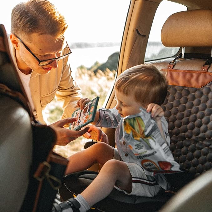 Owleys Set Seat Back Organizer & Car Seat Protector Hexy Waterproof & Non-Slip Protector for Child Car Cushion for Leather and Fabric Seats (Hexy Set 1)