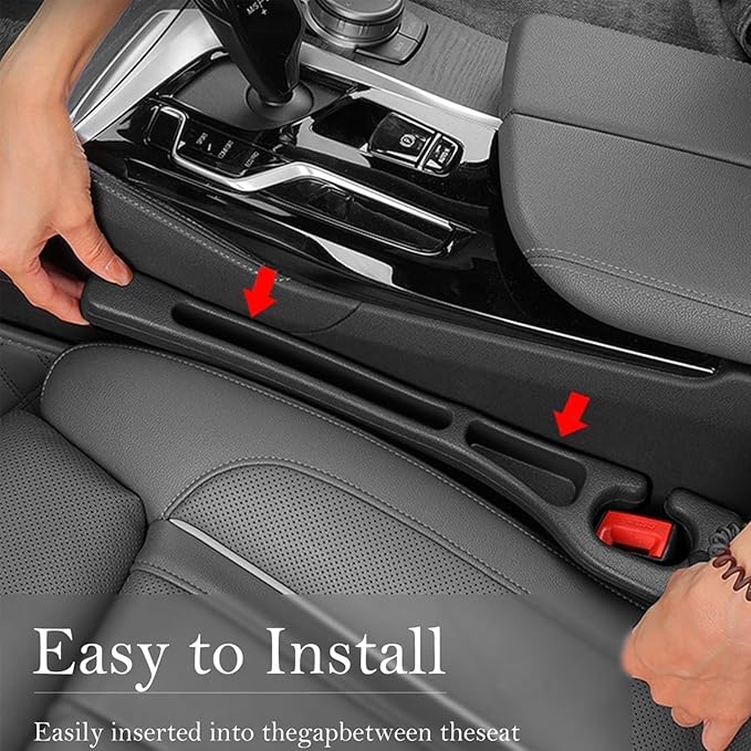 Car Seat Gap Filler, 2-Pack Universal Seat Gap Filler Organizer,Seat Side Gap Seam Filler Organizer Between Seat and Centre Console, No Drop Seat Guard for Phones,Keys & Cards, Fits Cars, SUVs, Trucks