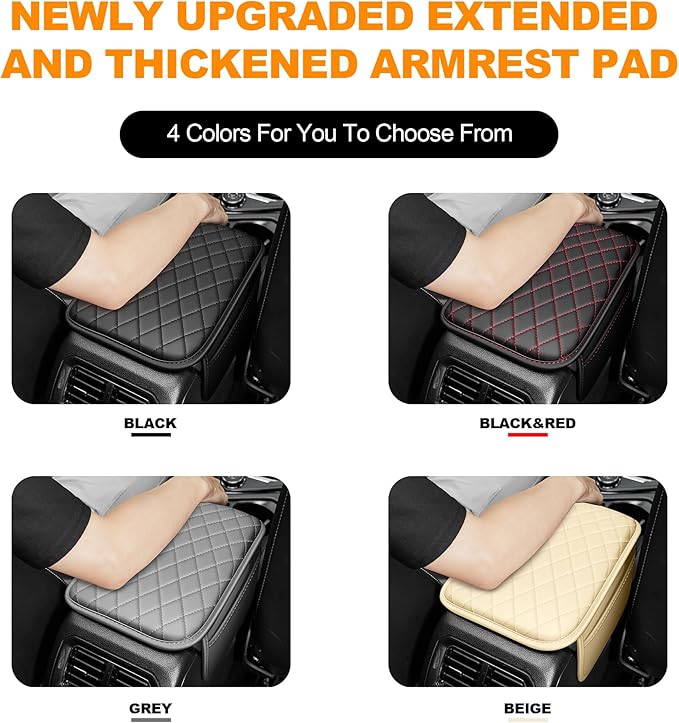 Center Console Cover for Cars Fit for Jeep Grand Cherokee Leather Armrest Covers with 2 Storage Bags(Black)