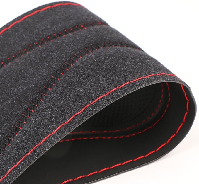 15 Inch Universal Micro Fiber Leather Car Steering Wheel Cover Stitch On Wrap with Needle & Thread Anti-Slip Auto Steering Cover for Woman DIY Red Line