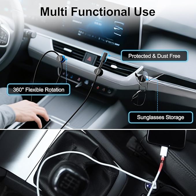 6 Desktop Cord Organizer Magnetic Spring Cable Clips Rotatable Cord Holder 2 Charging Cord Protecors for Nightstand Phone Charger Organizer Computer Desk Cable Management Appliance Adhesive Wire Strap
