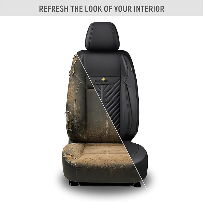 PU Leather Car Seat Covers Front Set – Waterproof seat Cover for Cars，3D Foam Support Automotive seat Covers ，Airbag Compatible, Universal Fit for Cars SUVs Trucks Sedans（Black）