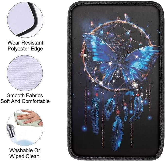 Dream Catcher Center Console Cover for Car Breathable Auto Armrest Cover Auto Center Console Armrest Cushion Cover Pad for Women Men Dream Catcher Car Accessories