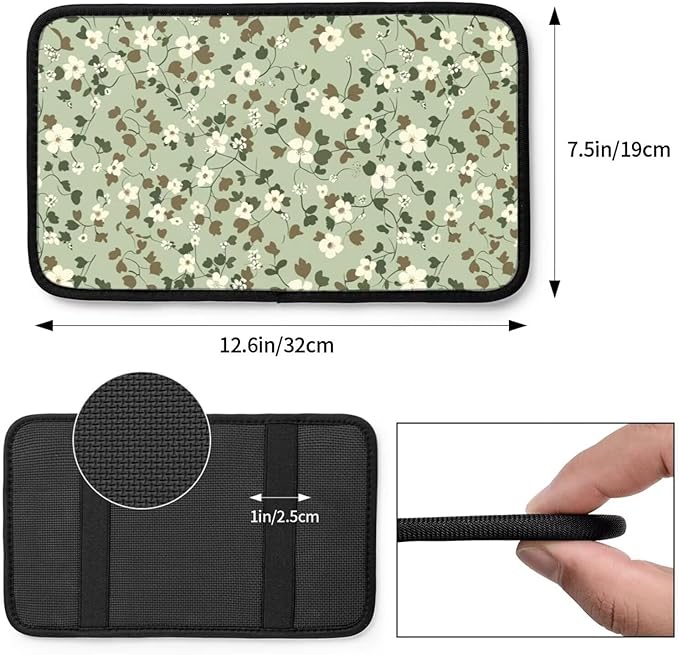 Green Leaf Armrest Cover Cute Sage Green Car Center Console Cover Auto Interior Accessories Center Console Covers Cushion Pad for Cars