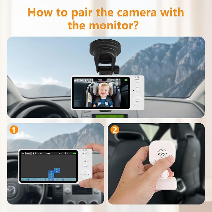 Wireless Baby Car Camera 5" HD 1080P IPS Anti-Glare Screen USB Powered, Temperature Alert, Night Vision & VOX Mode, 360° Rotatable Rear Facing Carseat Monitor Newborns Travel Essentials Gifts