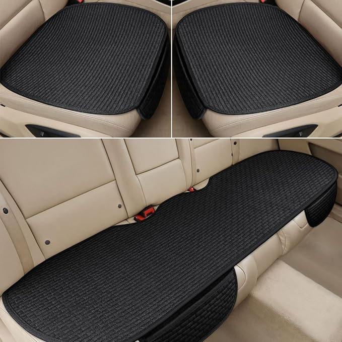 3PCS Car Seat Covers Cushion Pad Breathable Anti Slip Auto Seat Protector Pad with Storage Pocket Universal fit for Most Automotive, Truck, SUV, and Van