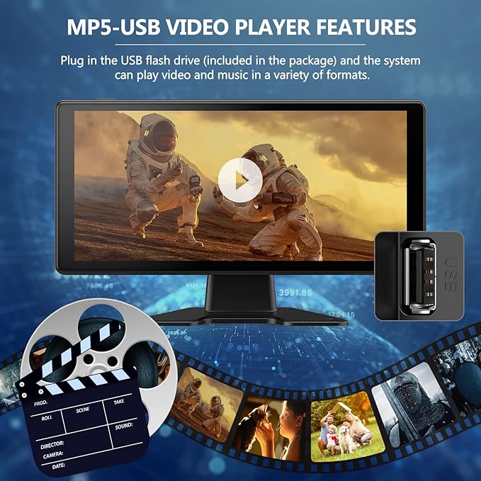 4K RV Backup Camera System 10.36" Quad Split Touchscreen Monitor 4 1080P HD Rear View Cameras DVR Recording Bluetooth Music USB Video Play IP69 Waterproof Night Vision for Trailer RV Truck etc