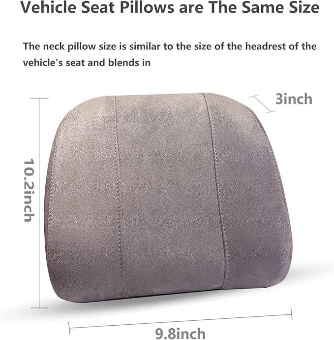 Premium Car Headrest Pillow Suede Memory Foam Neck Support for Drivers Ergonomic Auto Pillow with Slow Rebound Comfort