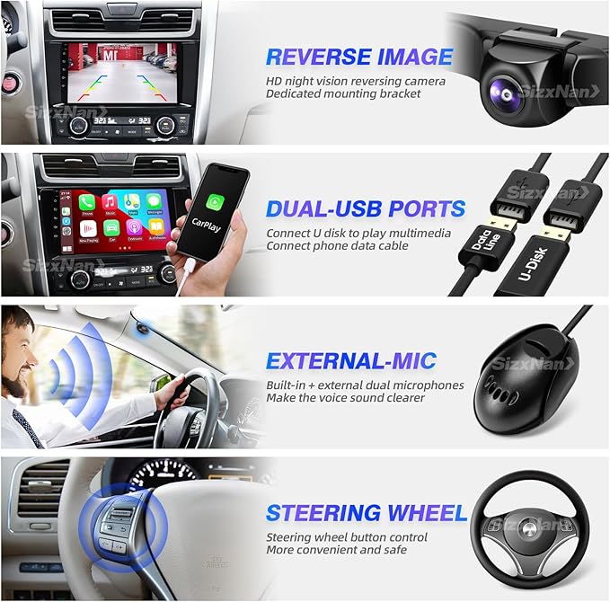 ALTIMA 2013-2018 Radio Updated Compatible with Wireless Carplay Android Auto,Car Stereo 1280x720 TouchScreen Bluetooth Navigation Multimedia Player GPS WIFI AM FM Backup Camera 8core HeadUnit