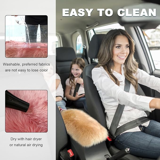 Center Console Cover, 11.81"×7.87" Automotive Fluffy Plush Center Armrest Protector, Universal Furry Comfortable Center Console Pad for Cars Trucks SUVs, Car Accessories (Brown)