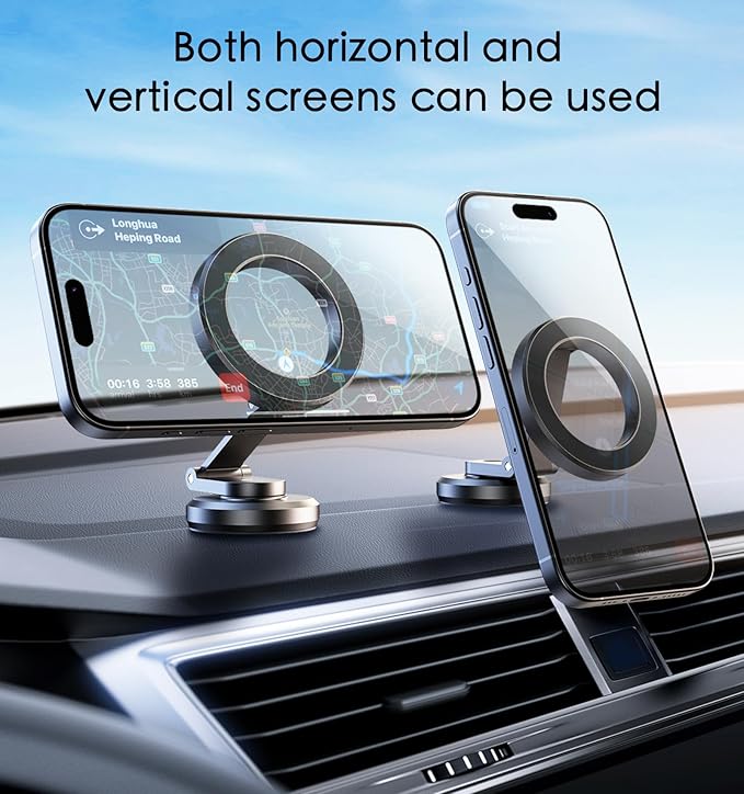 JUHOO Phone Holder for Car Magnetic Rotatable and Retractable, Fits iPhone 15, 14, 13, 12, Pro, Mini, MagSafe Case