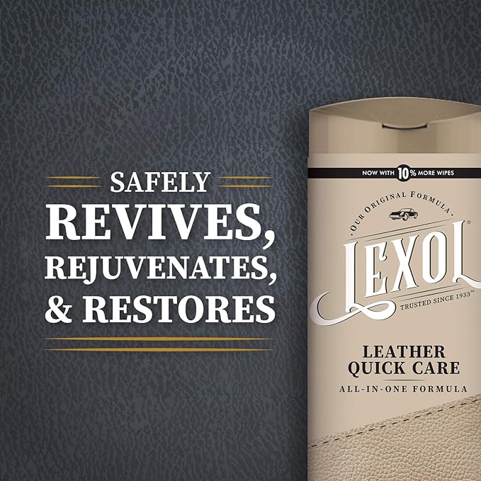 Lexol All Leather Quick Care All-in-One Formula, Best Leather Cleaner and Conditioner, for Use on Apparel, Furniture, Auto Interiors, Shoes, Bags, 30-Count Sheet Wipes,E301500100 , white