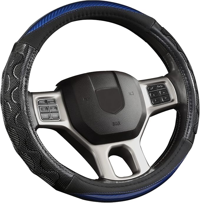 GIANT PANDA Steering Wheel Cover for Dodge Ram 1500 - Car Steering Wheel Covers for Dodge Ram 2500 3500 15.5-16 inch - Blue