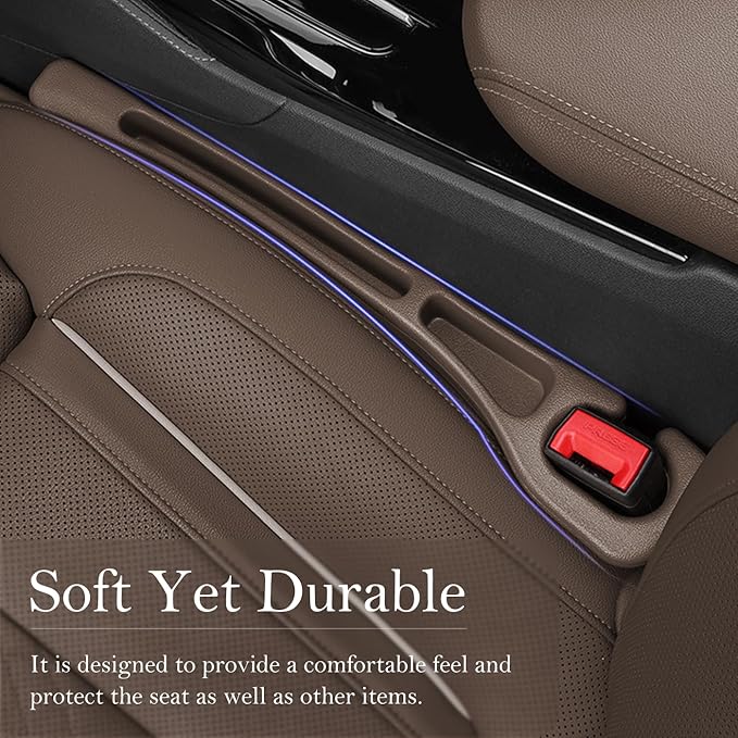 Car Seat Gap Filler 2-Pack, Universal Car Seat Gap Filler Organizer, Seat Gap Plug – Fills Gap Between Seat & Console (Brown)