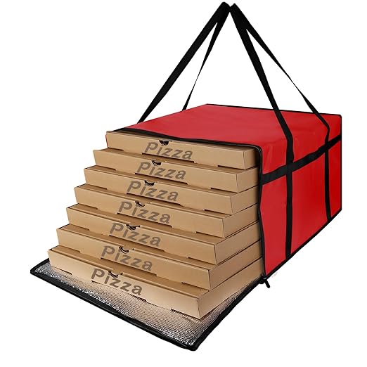 CIVJET Insulated Pizza Delivery Bag for Carry Hot, 20" x 20" x 14" Carrier Warmer, Insulated Food Delivery Bag, Insulated Grocery Cooler Bags for Catering/Doordash, Commercial Food Warmers（Red, 1Pk）