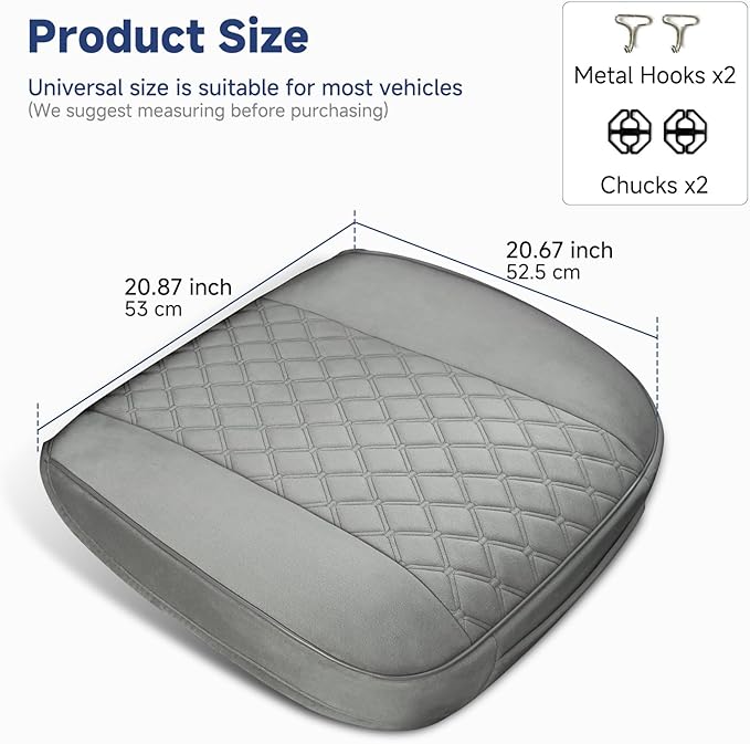 West Llama Front Car Seat Cover Protector, Comfortable Velvet Bottom Seat Cover Fits 95% of Vehicles,Cars,SUVs,Sedans,21.26 × 20.86 Inch(1PC-Gray)