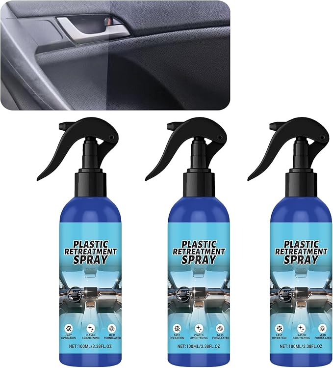 Plastic Restorer for Cars, Car Trim Restorer, Auto Detailing for Refreshing Faded Plastic, Leather, Vinyl and Rubber Trim with Polish, Long Lasting Care (3Pcs)