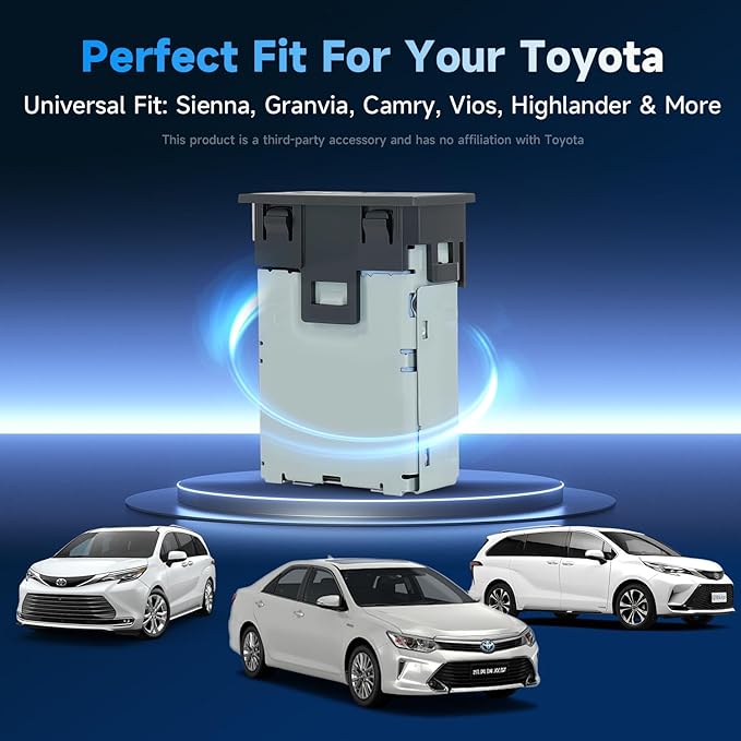 185W Fast Car Charger USB c Dual Port Adapter Center Console Socket for Toyota Camry (Flat USB (120W)+Type-C (65W))