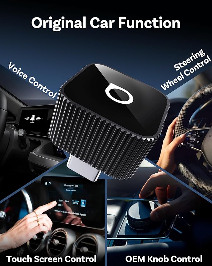 OTTOCAST Mini Cube 3.0 USB C Wireless CarPlay & Android Auto Adapter 2026– Plug & Play, Fast Auto-Reconnect (Black)