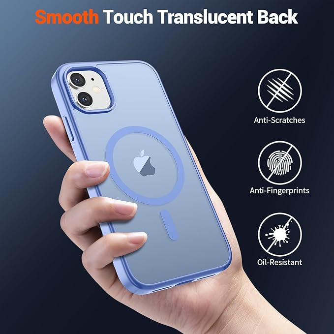SUPFINE Magnetic for iPhone 12 Mini Case & iPhone 13 Mini Case with Screen Protector (Compatible with MagSafe) (Military Grade Drop Protection) Translucent Matte Shockproof Phone Cover,Blue Purple