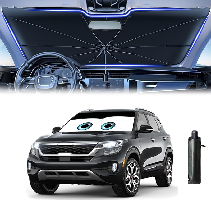 Windshield Sun Shade Umbrella for Car Front Window Sun Visor for Windshield Car Summer Accessories Protect Interior from UV Rays & Heat for Sedan, Compact SUV, Hatchbacks 57"*31"