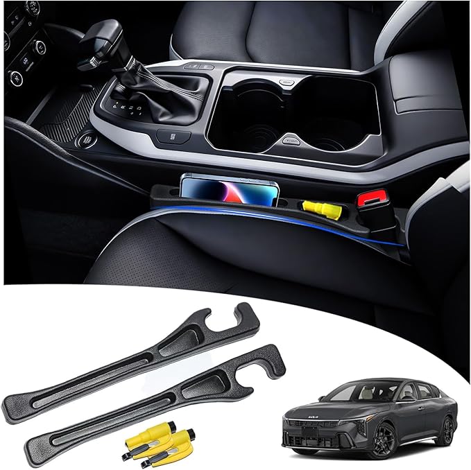【Compatible with Kia K4 K5】 Seat Gap Filler,No Drop Seat Guard Compatible with Kia K4 K5,Drop Seat Guards for Cars(2Pcs),Emergency Keychain Car Escape Tool(2Pcs)