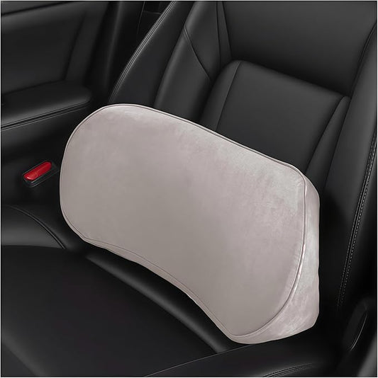 Car Lumbar Support Pillow, Memory Foam Vehicle Seat Lower Back Support Cushion for Back Pain Relief & Sciatica, Comfortable Auto Driver Seat Pad, Universal for Vehicles (Light Gray)