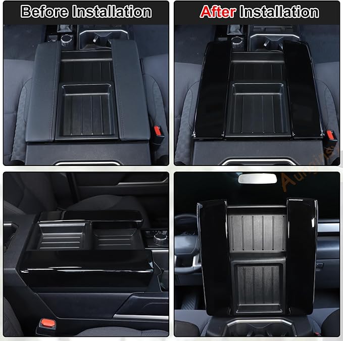 Car Center Console Armrest Protector Cover Compatible with Toyota Tundra 2022+ & Sequoia 2023+, Central Armrest Seat Storage Box Cover Cushion Lid Protector Pad Waterproof Anti-Scratch ABS Accessories
