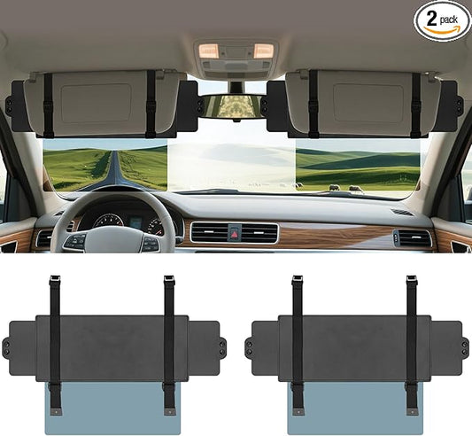 Sun Visor Extender for Car, Visor Extender Sun Blocker, Sun Visor Extension with Anti-Glare Lens Blocks UV & Sunlight, Adjustable Car Sun Visor for Safe Driving (2 Pack)