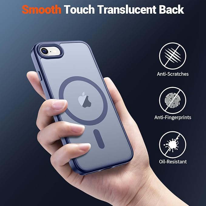 SUPFINE Magnetic for iPhone SE Case 2022 (3rd)/2020 (2nd), iPhone 8 Case (Compatible with MagSafe) (Military Grade Drop Protection) Slim Translucent Matte Phone Case,Lavender Gray