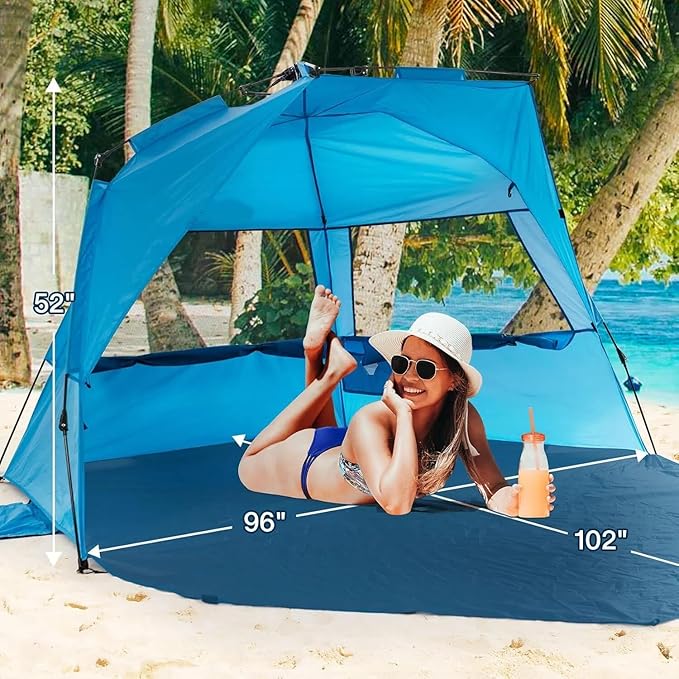 Alvantor® Beach Tent Beach Umbrella Outdoor Sun Shelter Cabana Automatic Instant Pop-Up UPF 50+ Portable Beach Shade Camping Fishing Hiking Canopy Easy Set Up Light Weight Windproof for 2-3 Person