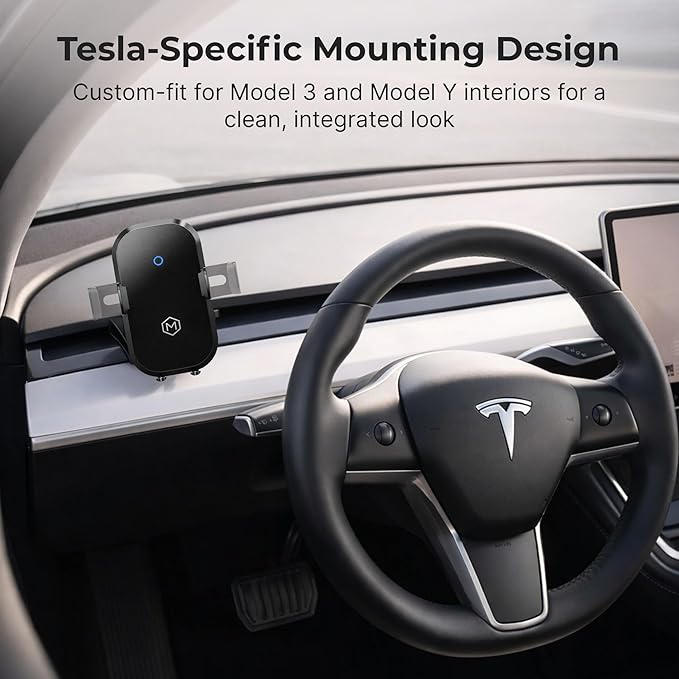 Wireless Car Charger Mount - Auto Scan & Auto Grip Car Phone Mount - Compatible with iPhone 14/15/16/17/Galaxy, Smartphones - Fast Charger Car Mount Accessories for Tesla’s Dash/Center