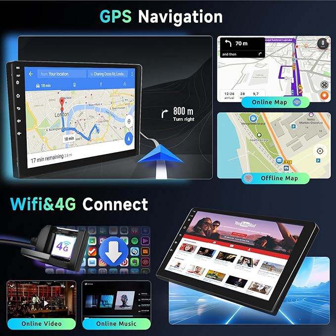 Podofo 8 Core 8+128G Android Car Radio Stereo for Honda Civic 2006-2011 with Wireless Carplay Android Auto, 10.1" QLED Touch Screen, WiFi/4G, GPS, DSP/Hi-Res, AM/FM, Bluetooth 5.0, Backup Camera