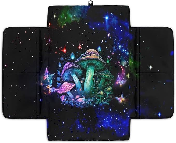 Wanyint Mushroom Galaxy Car Center Console Cover Comfortable Non-Slip Armrest Cushion with Side Storage Pocket Arm Rest Covering Protective Cover Car Interior Accessories