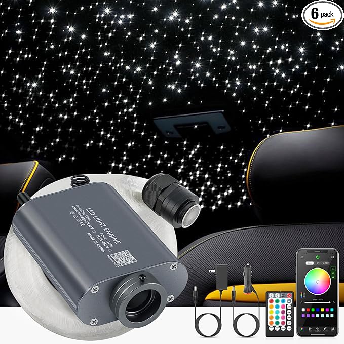 16W Starlight Headliner Kit, Star Lights for Car Roof&Home Decoration, Fiber Cable 570pcs of(0.03+0.04+0.06in)*13.1ft RGBW Star Light Headliner with Bluetooth APP/Remote/Music Mode