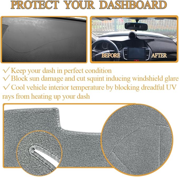 Yiz Dash Cover Mat Pad Carpet Custom Fit for Infiniti FX35 FX45 2003 2004 2005 2006 2007 2008 Dashboard Pad Carpet Protector(Dark Gray) Y40