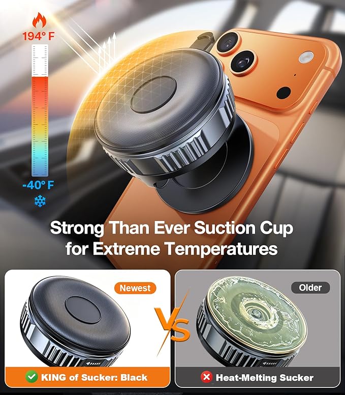 VICSEED Ultimate for Magsafe Car Mount [98+LBS Strongest Suction] 360° Vacuum Magnetic Phone Holders for Your Car Metal Arm Foldable Cellphone Mount for iPhone 17 16 15 14 13 12 Pro Max Air Android