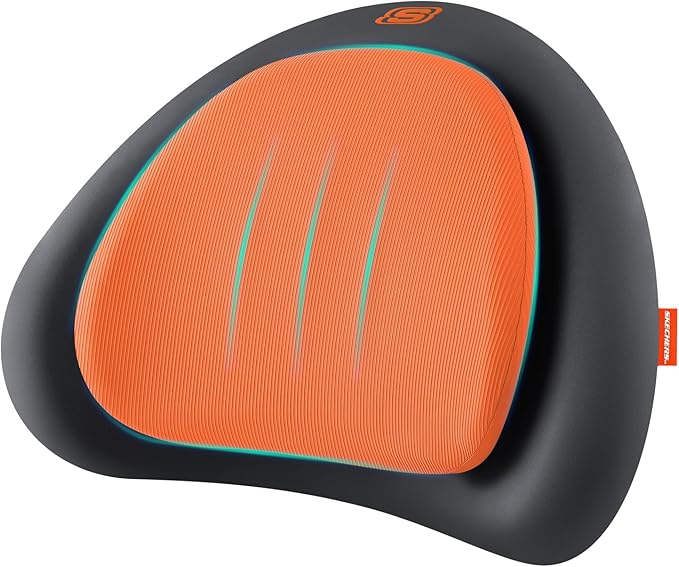 Skechers Lumbar Pillow Premium Memory Foam, Double-Layer-Office Chair Cushion for Tailbone Pain Relief,Butt Pillow for Office Chair,Car seat Cushion,Long Sitting Office Workers,and Car Drivers,Orange