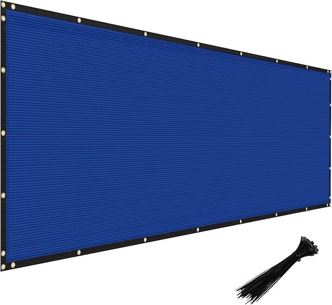 Windscreen4less Privacy Fence Screen Heavy Duty Windscreen Fencing Mesh Fabric Shade Net Cover with Brass Grommtes for Outdoor Wall Garden Yard Pool Deck, 8'x183' Blue
