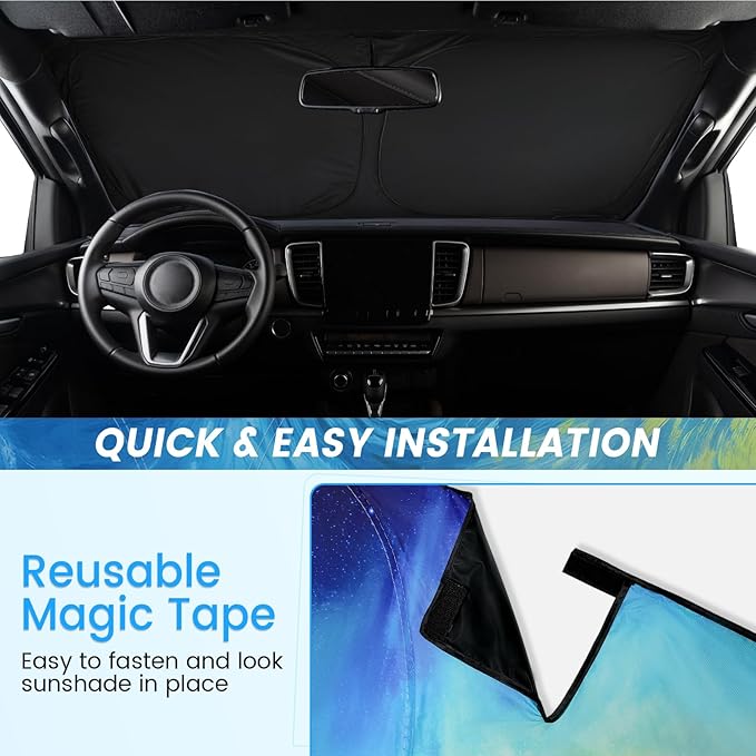 Car Windshield Sunshade | Innovative No-Light-Pass Technology for Maximum Protection | Foldable Sun Shade