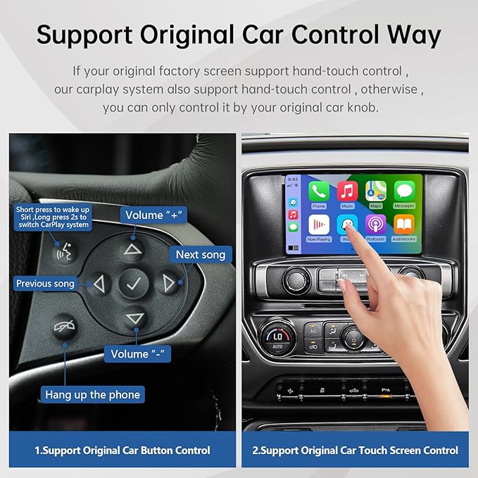 Road Top Wireless CarPlay Android Auto Retrofit Kit for GM HMI 2.0 Cadillac Buick Chevrolet GMC 2014–2020 | CarPlay Interface Decoder Box, Support MirrorLink, Reverse Camera, Navigation