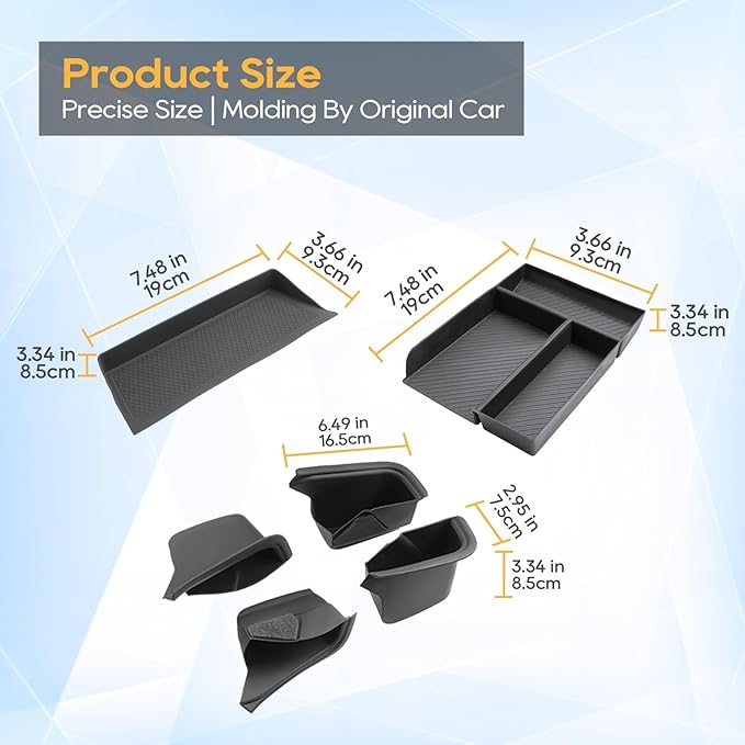 LFOTPP for Mazda CX-90 CX-70 Center Console Organizer for 2024 2025 2026 Mazda CX-90 CX-70 Middle Armrest Storage Tray Insert, OEM Fit, Non-Slip Waterproof 6PCS Interior Accessories