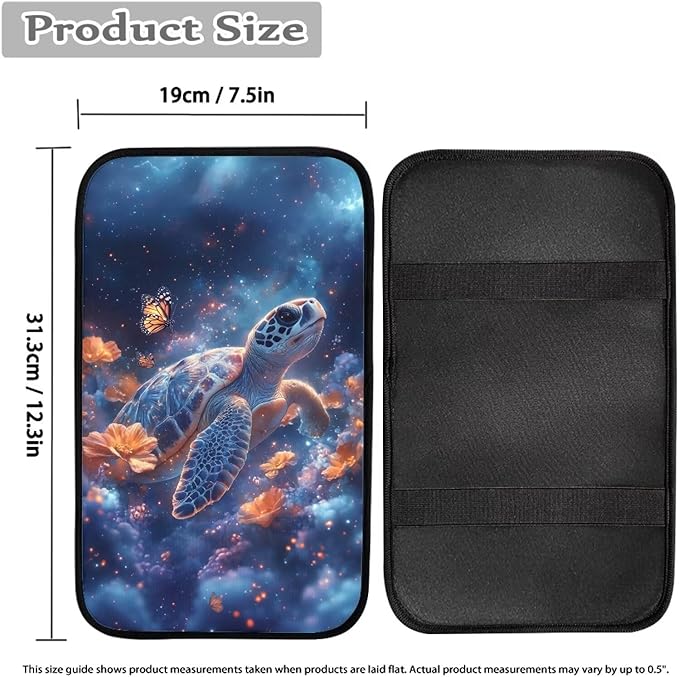 Butterfly Sea Turtle Car Armrest Pads Car Armrest Cushion Arm Rest Covering Car Middle Console Covers Non Slip for Truck Auto SUV Car Accessories