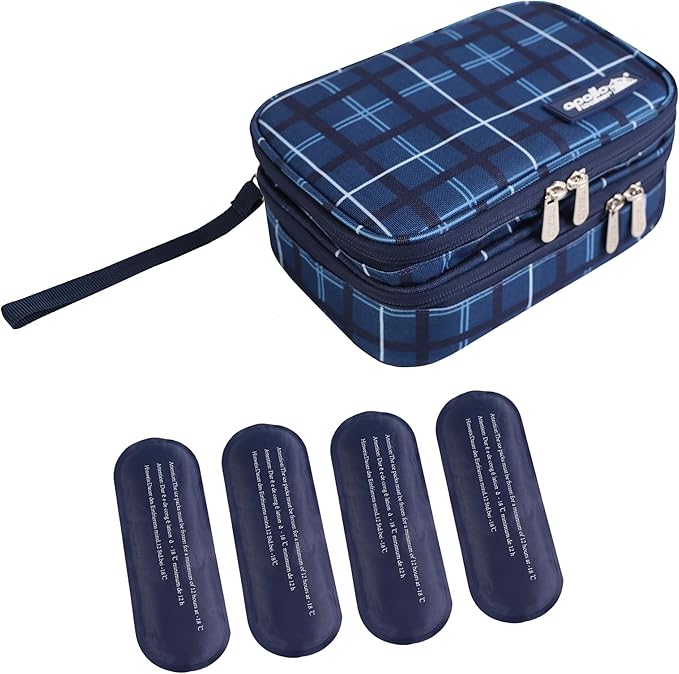 Apollo Walker Insulin Cooler Travel Case Diabetic Medication Cooler with Ice Packs and Insulation Liner TSA Approved
