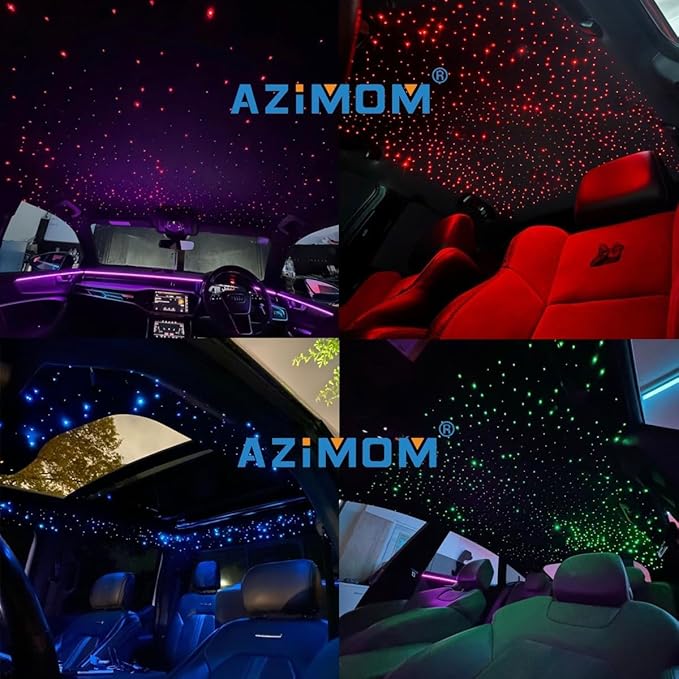 AZIMOM 16W Twinkle & Sound Activate 650pcs*0.03in*13.1ft Fiber Optic Starlight Headliner Kits for Car Home Star Ceiling Sky Decoration, APP& Remote Control Light Engine End Glow Fiber
