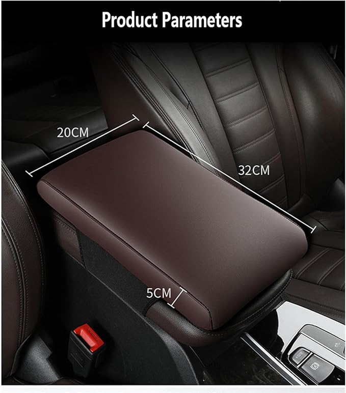 Car Armrest Cover Pad for BMW X3 E83 2004 2005 2006 2007 2008 2009 2010 Premium Leather Center Console Armrest Cushion Pad Anti-Scratch Waterproof Auto Interior Accessories Dark Brown