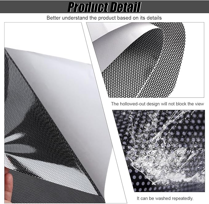 4PCS Car Side Window Sunshade, Block UV Rays Car Window Shade for Baby, Reusable & Washable Static Cling Film Stickers, Windshield Sun Shade Privacy Protector Accessories