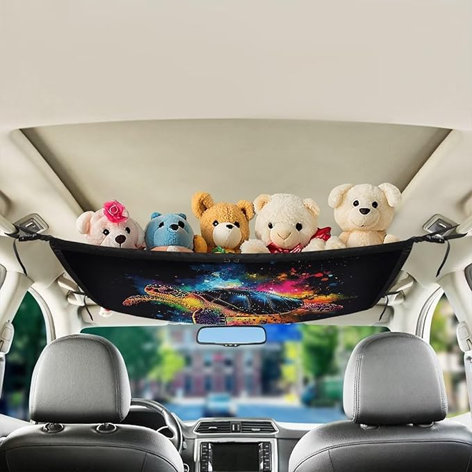 Generic Sea Turtles Car Ceiling Cargo Net for SUV, Car Ceiling Storage Bag,Truck Netting for Cargo,Load Capacity Truck Interior Accessories for Van,Double-Layer Mesh Car Roof Camping Essentials